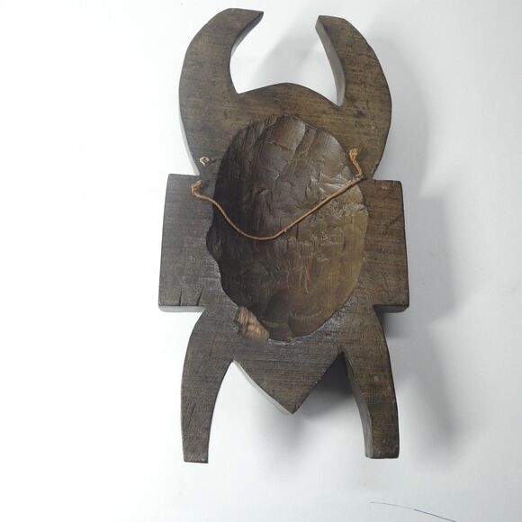 Horned Senufo Wooden Wall Mask Vintage Carved Ivory Coast Africa - Picture 8 of 11